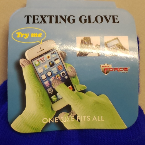 Touch Screen Winter Gloves. Blue 1 Size Fits All - Picture 2 of 5